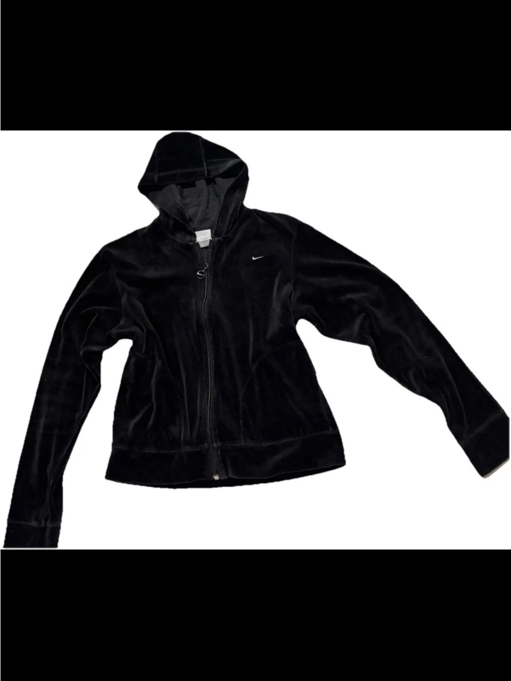 Nike Silver Tag Y2K 01’-06’ Black Velour Full Zip Woman’s Track Jacket Small